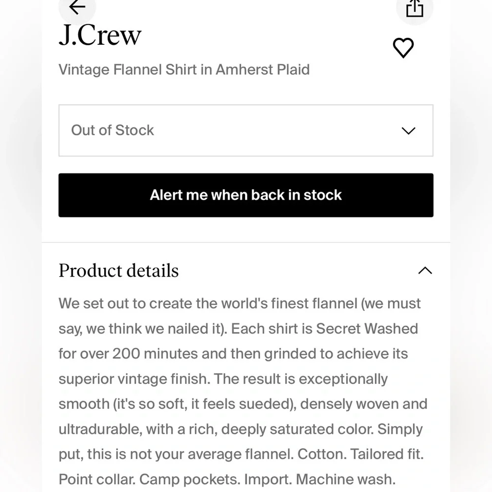 J.Crew Amherst Plaid Flannel – XL